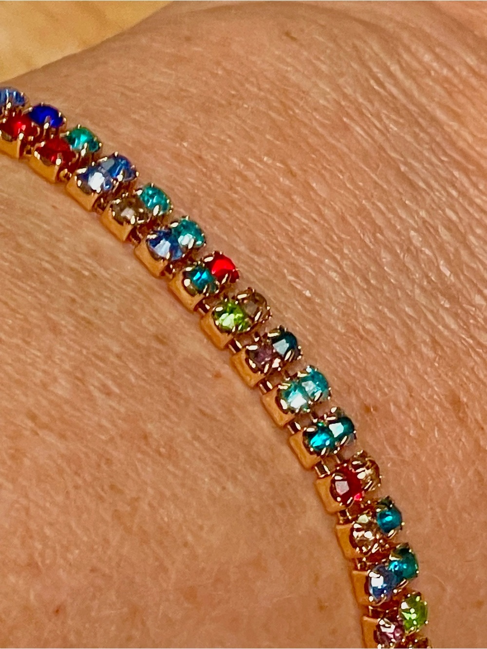 Gold Multicolor Crystal Tennis Bracelet for Women